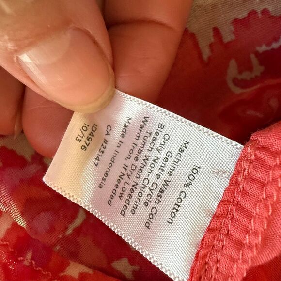Talbots Whisper Weight Cotton Batik Print Tunic Pink Salmon L - Picture 6 of 6